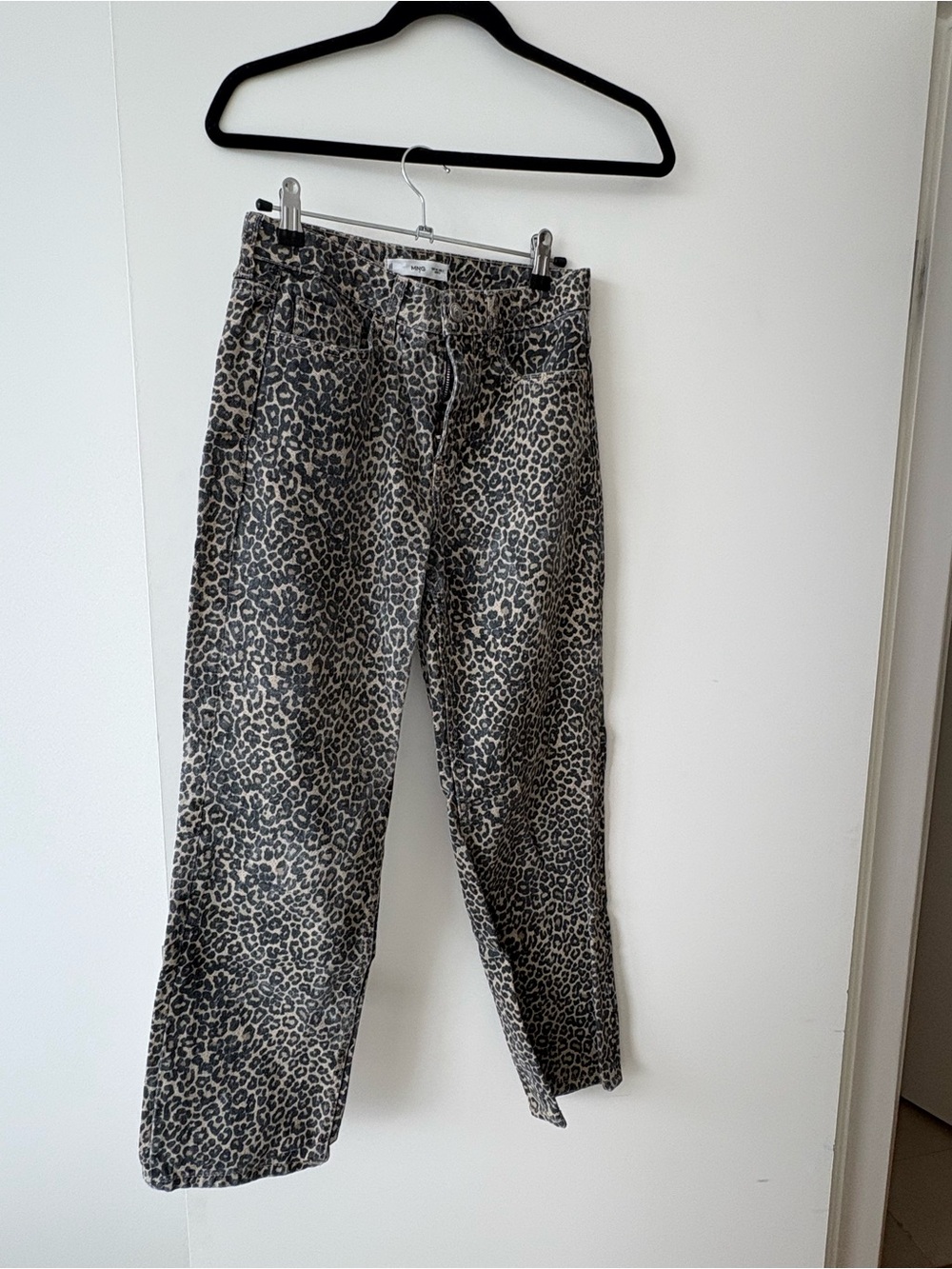 Mango Leopard Print Straight-Leg Jeans - Black & Tan